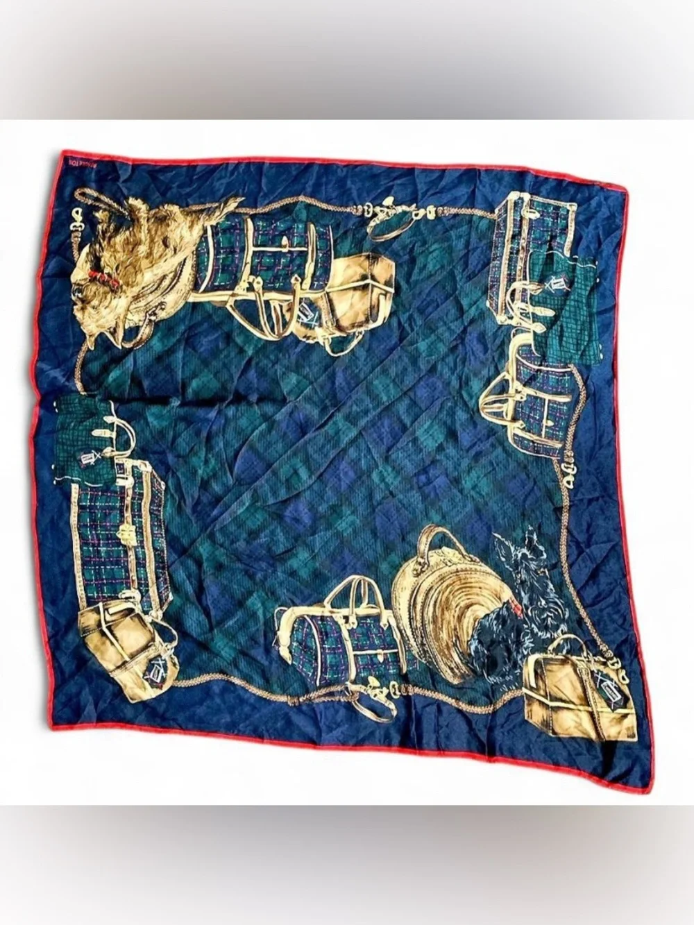 ✨ Vintage Pendleton 100% Silk Equestrian & Scottie Dog Square Scarf ✨